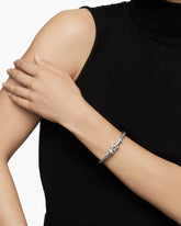 Buckle Classic Cable Bracelet in Sterling Silver with Hampton Blue Topaz and Diamonds, 7mm